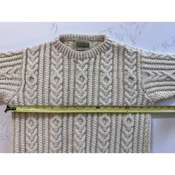 Vintage 100% Wool Sweater Kennedy of Ardara Ireland Cable Hand Knit Cream Ivory - Picture 5 of 6